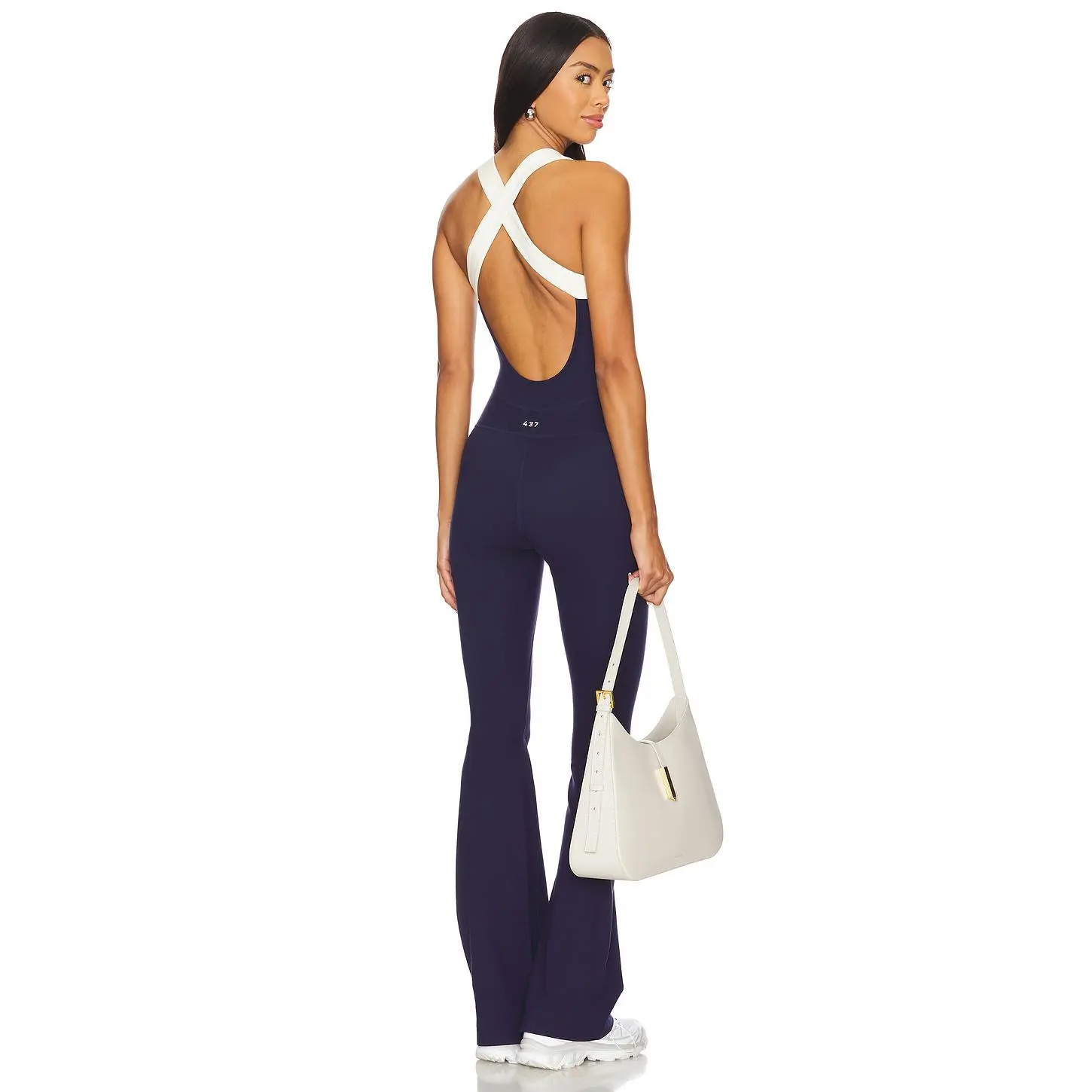 437 The Sculpt Onesie in Navy & Creme