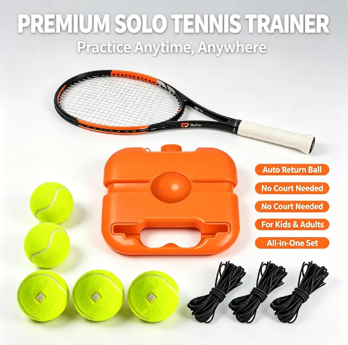Portable Solo Tennis Training Rebound Set, Self Practice Tennis Equipment for Adults Children Tennis Beginners, Perfect Holiday Gift for Tennis Lovers racket triangle le display