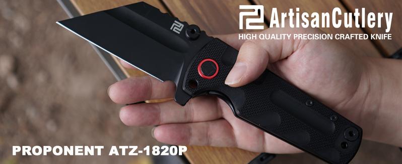 Artisan Cutlery Proponent Tool Knife D2 Steel Black PVD Blade, Black G10 Handle, Tactical Equipment for Man Outdoor Camping and Christmas gift