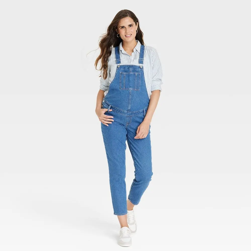 Women's Denim Overalls Jumpsuit - Isabel Maternity by Ingrid & Isabel, Pregnancy Outfits, Maternity Clothes, Casual-Chic, Adjustable Jumpsuits & Rompers, Front Buckle
