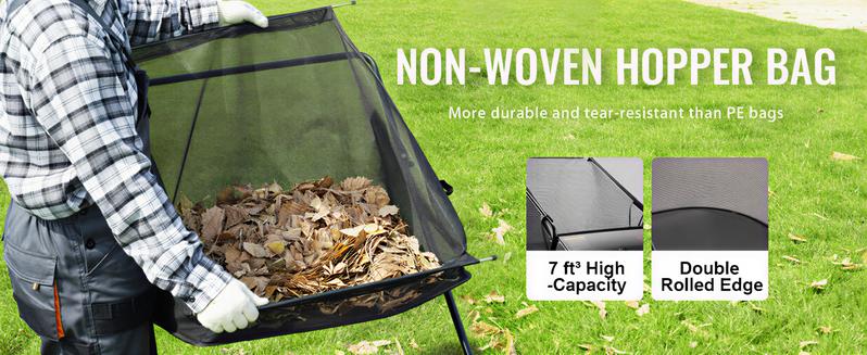 VEVOR Push Lawn Sweeper,26 Inch  Leaf Grass Collector, Strong Rubber Wheels Heavy Duty Thickened Steel Durable to Use with Large Capacity 7 ft Mesh Collection Bag, 4 Spinning Brushes