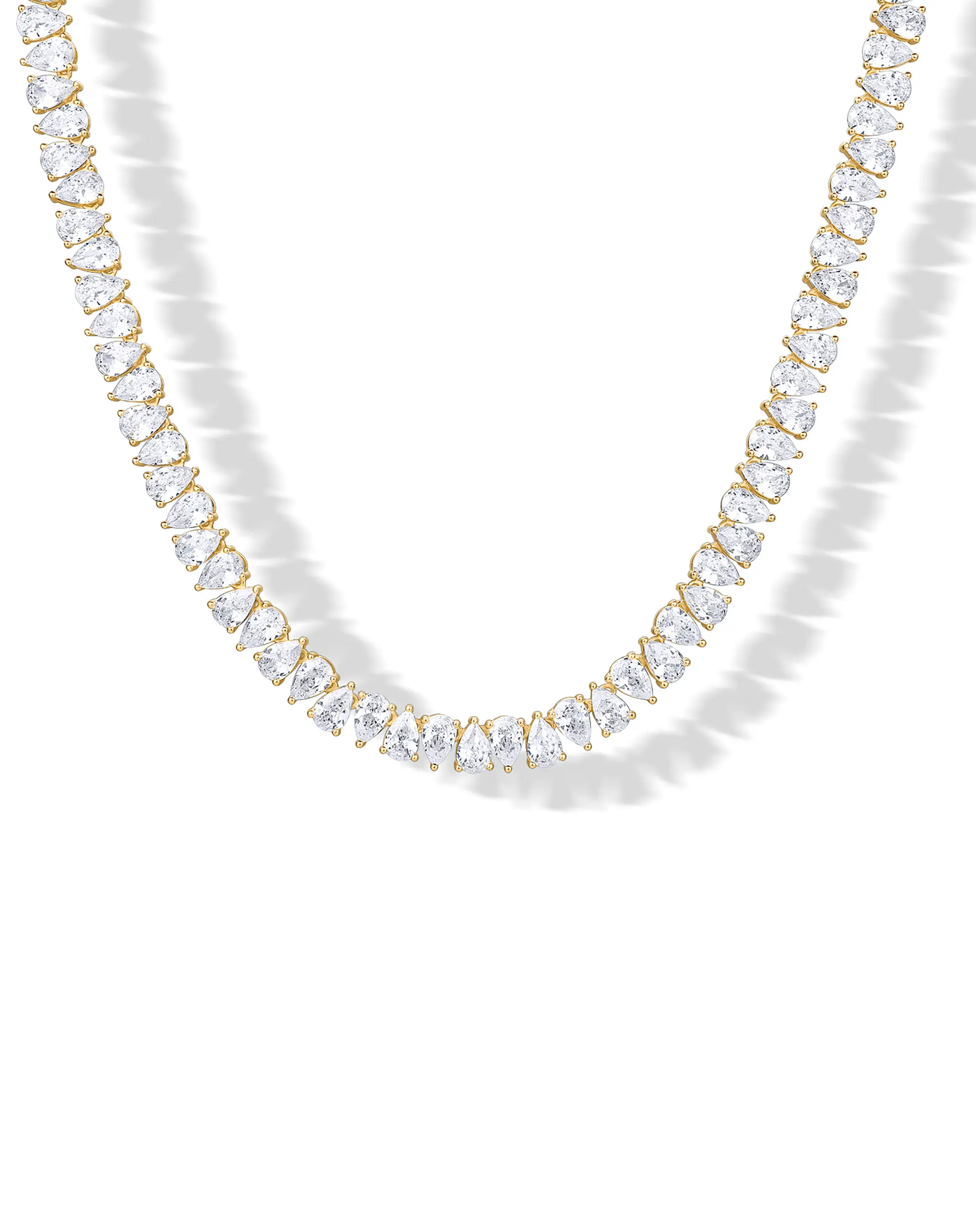 PAVOI 14K Gold Plated Pear Cubic Zirconia Tennis Necklace for Women – Tennis Chain Necklaces – Sizes 15" and 18"