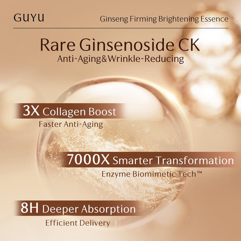 GUYU Ginseng Firming Brightening Essence - 30/60 Tubes, each 1.5ml, Erase parched wrinkles, gentle, single use, skincare, Anti-Wrinkle & Moisturizing Collagen Peptide Serum, stock up, Moisturizer Hydrate Hydrating Moisture, Brightening, New Year Gift