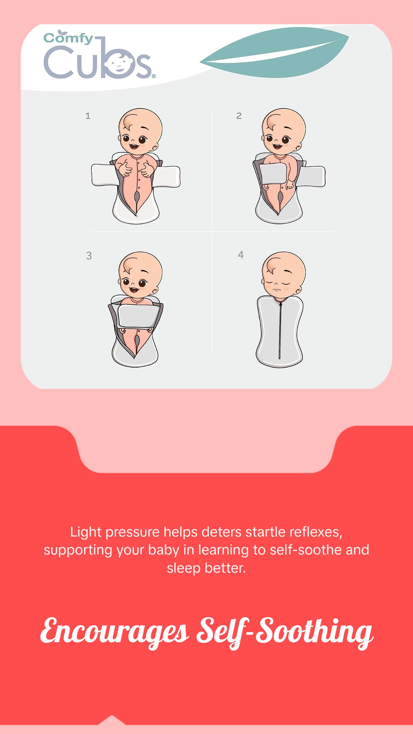 Comfy Cubs Swaddle Blanket Baby Girl Boy Easy Zipper Wrap 2 Pack Newborn Infant Sleep Sack (Large 3-6 Months)