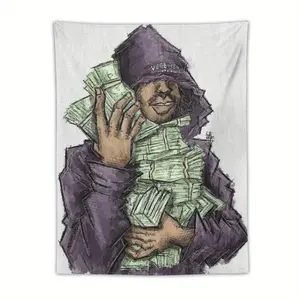 [LUCKI Rapper Tapestry] LUCKI American Flag Tapestry |     Easy Hang, Durable, Ideal for Man Caves, Dorm Decor, Outdoor Parties, No Electricity Needed, Perfect Gift for Men & Women