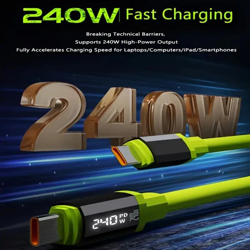 Buy 1 Get 1 Free 240W Fast Charging Cable Mobile Data Cable Smart Quick Charge High-Power Compatible with Apple Type-C Charging for Smartphone & Cellphone summervibes Electronic Device Charger,summerwins