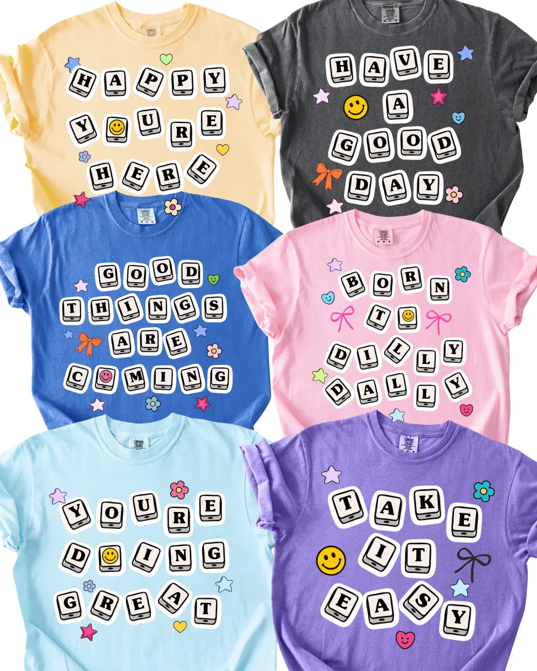 Retro Charm Feel Good Tees, Motivational Graphic Tees, You're Doing Great, Comfort Colors, Good Things are Coming, Take it Easy, Have a Good Day, Oversized Graphic Tees