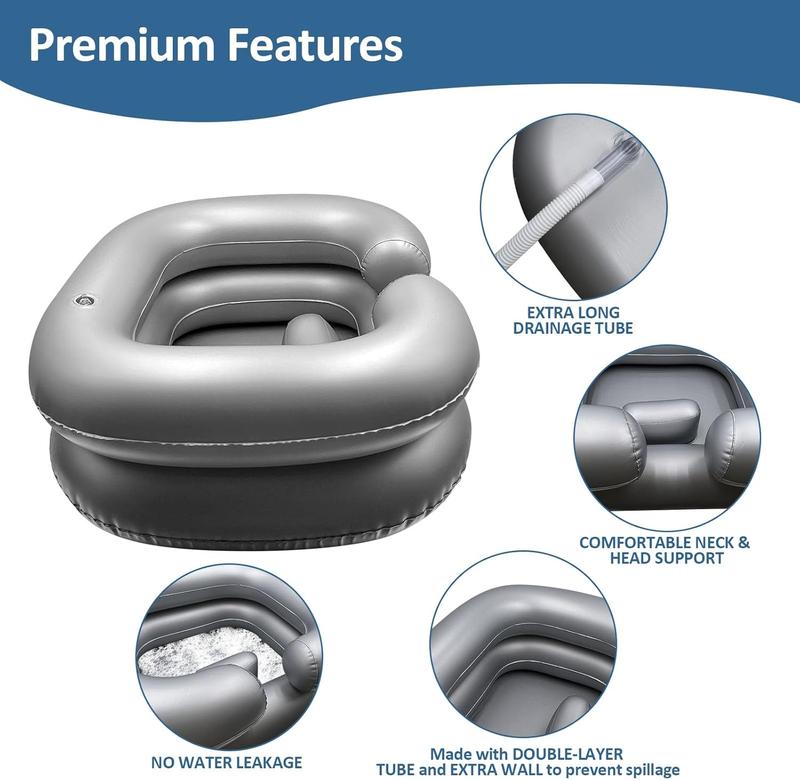 Inflatable Hair Washing Shampoo Basin, Portable Hair Washing Bowl for Bedridden, Disabled, Injured, Elderly, Hair Shampoo Bowl for Dreadlocks and at Home Hair Washing Sink