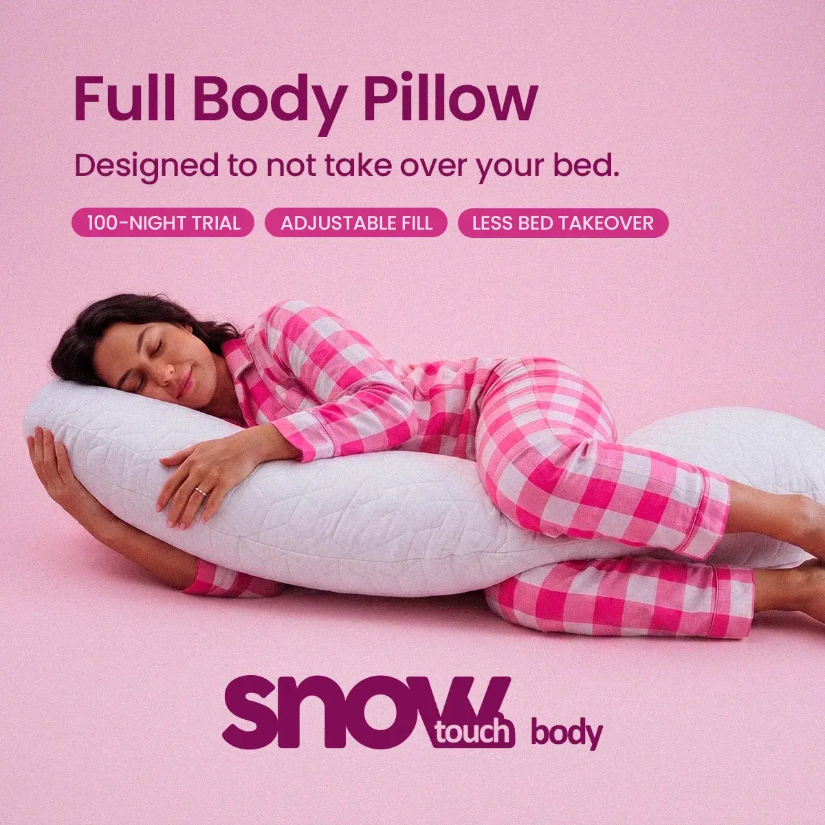 SnowTouch Pregnancy Pillow, Full Body Maternity Pillow for Side Sleepers, Adjustable Cooling Memory Foam Support
