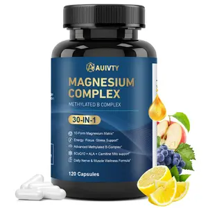 AUIVITY Magnesium Complex for Stress & Nerve Support – 10 Form Magnesium with Methylated B-Complex, CoQ10 & ALA – 120 Capsules