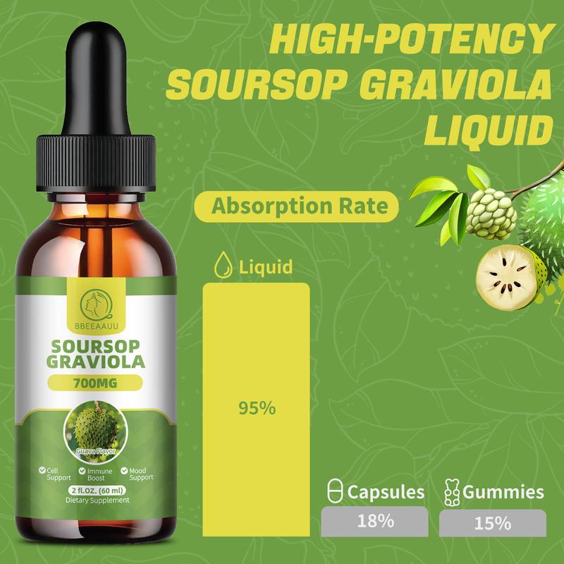 Soursop Liquid Drops, Multivitamin, 60ml, 2 Fl Oz, Bitters Liquid, Organic Soursop Leaf Extract Soursop Oil, Dietary Fiber Healthcare Supplement Soursop Liquid Drops, Multivitamin, 60ml, 2 Fl Oz, Bitters Liquid, Organic Soursop Leaf Extract Soursop Oil, Dietary Fiber Healthcare Supplement
