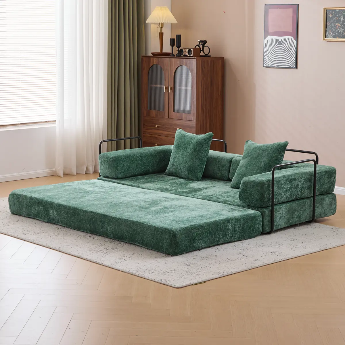 Dark Green + Chenille + 3 Seat