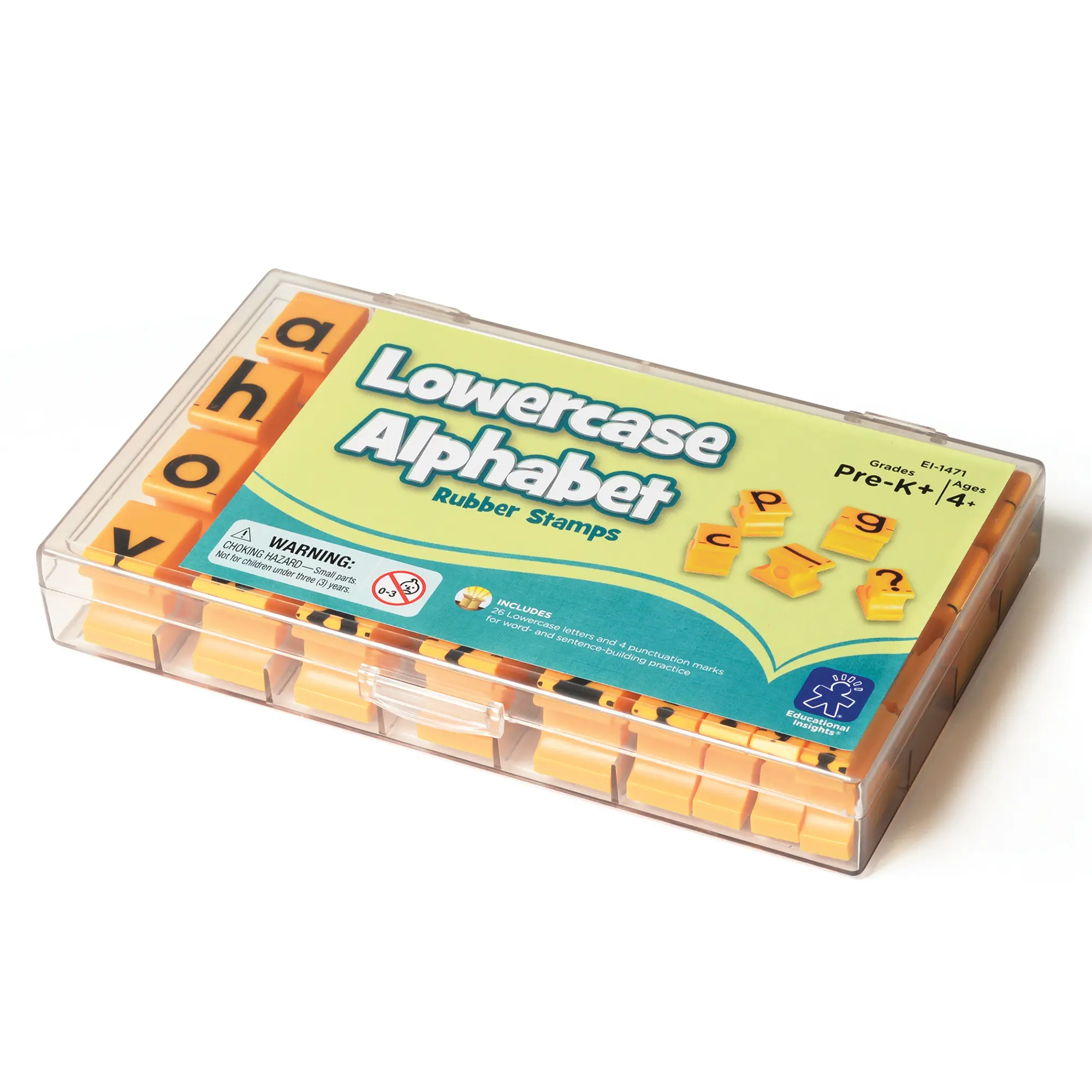 Educational Insights Lowercase Alphabet Rubber Stamps Set of 26 Letters for Homeschool & Classroom