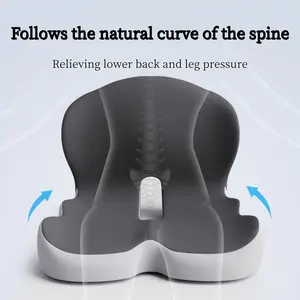 Office Chair Cushion & Lumbar Support Pillow - Integrated Lumbar Support Memory Foam Cushion for Desk Work & Long Period Sitting - Comfortable Fabric Breathable Ergonomic Back Support for Back Pain Relief Tailbone Sciatica Relief Gaming Car Home Office