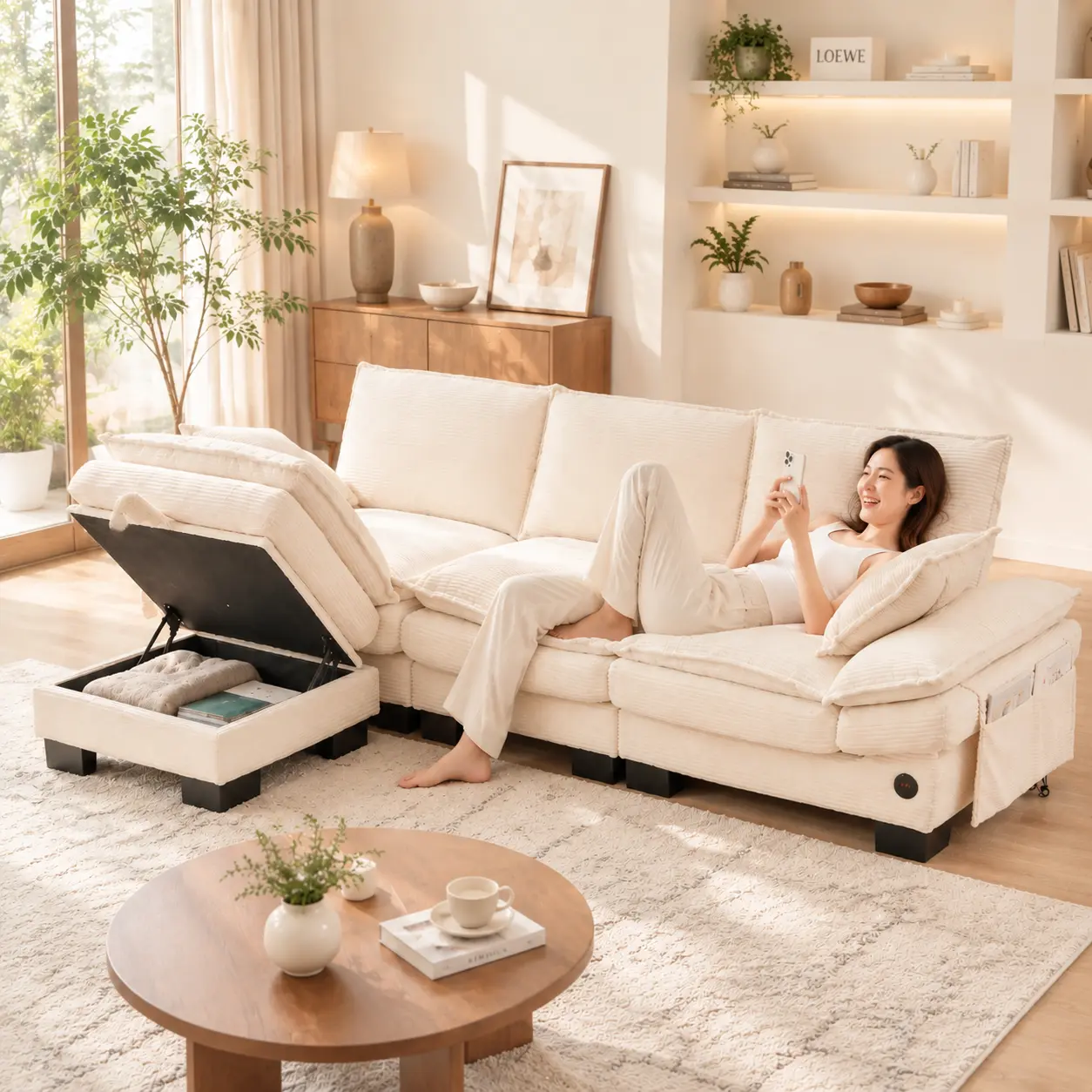 【2-3 Packages】51-102 Inch Modular  Sectionals with Ottoman, Big Comfy Cloud , L/U Shaped 4-6 Seats Modular Sectional Sofa, Modern Cloud Sectional  for Living Room, Deep Seat Sofa budget friendly couch