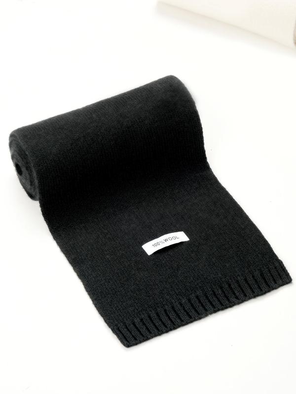 100% Wool Solid Color Scarf Elegant Thickened for Women  Men Fashion Accessories for Fall  Winter Chunky Herringbone Casual All - Season Wear balaclava floral print long scarf leopard hat stylish formen and outdoor