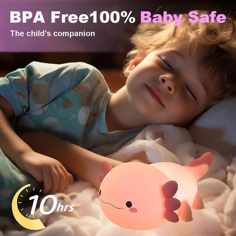 2025 Pink Axolotl Night Light - Squishy Silicone Animal Lamp, 2-Level Touch LED light for Kids Room & Dorm, Dimmable Warm White, USB Rechargeable, Eye Protection 2025 Pink Axolotl Night Light - Squishy Silicone Animal Lamp, 2-Level Touch LED light for Kids Room & Dorm, Dimmable Warm White, USB Rechargeable, Eye Protection