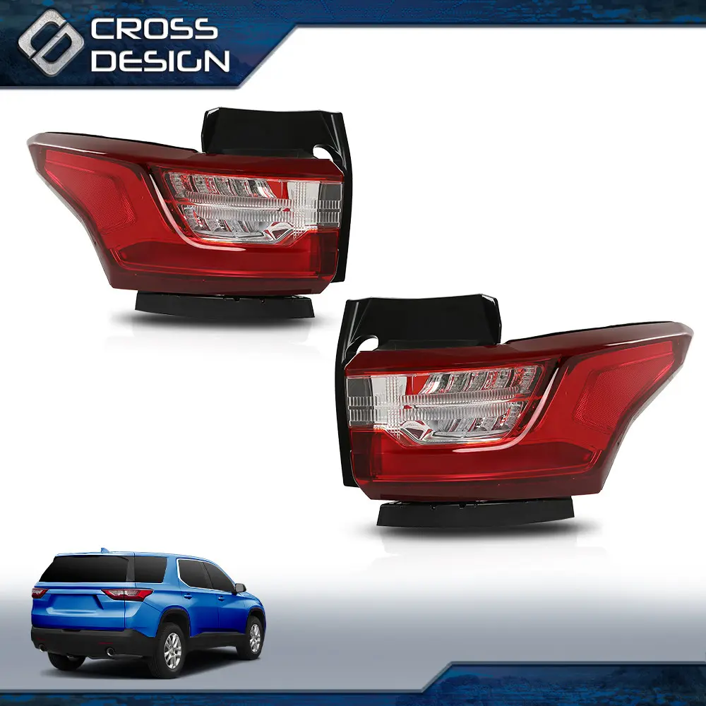CROSSDESIGN Factory Direct LED Rear Light Assemblies Pair Set - Blinker Lights, PMMA Shade, Left-Right Exterior Lamps, Vehicle Specific Fit for 2018-2021 Chevrolet Traverse, Car Exterior Upgrade