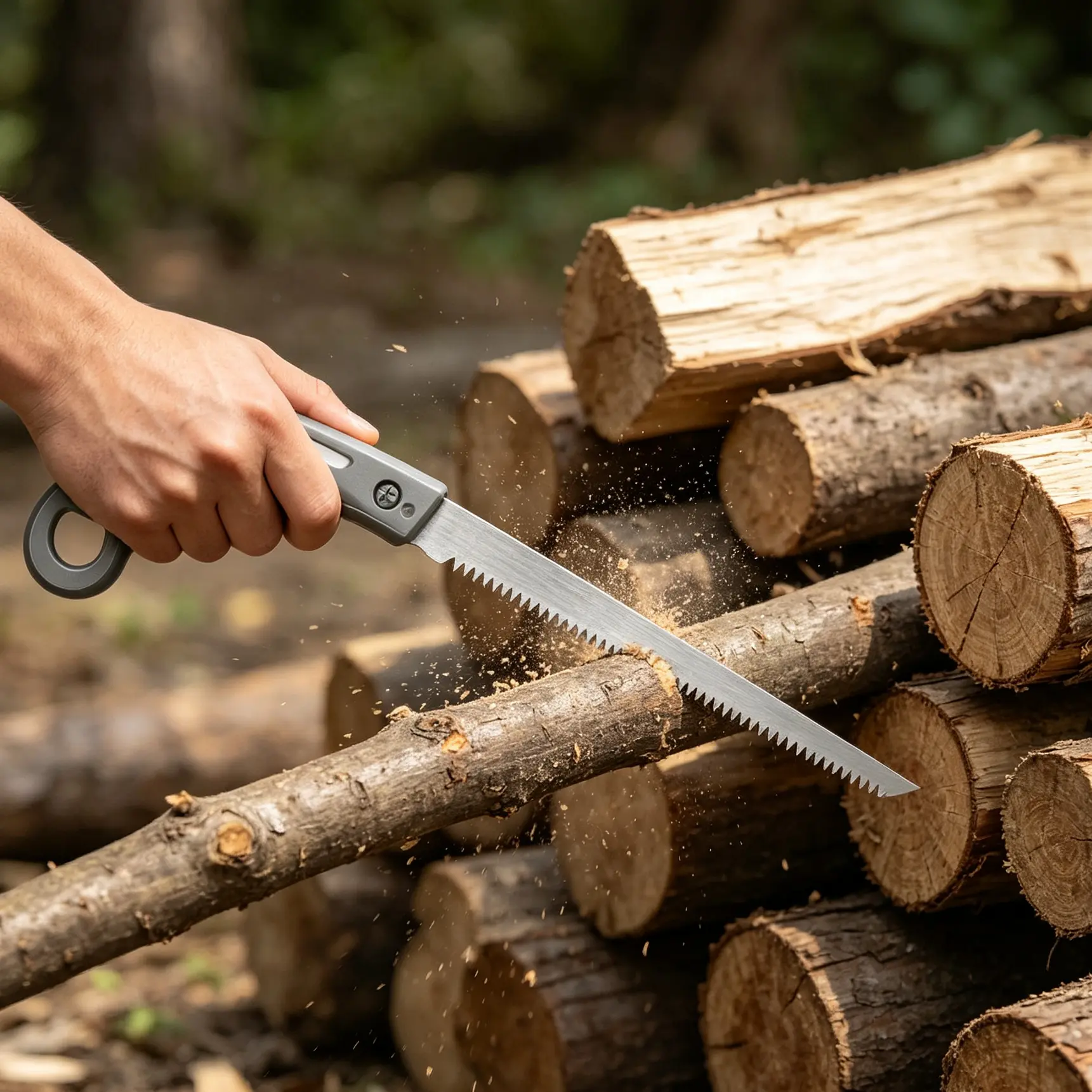 Compact Fine-Tooth Hand Saw - Single Saw with Safety Lock, Slip-Proof Grip, Rugged Portable Cutting Tool for Woodworkers, Woodworking, Garden Trim Edge (Inches Compatible)