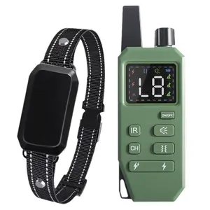 Green Rechargeable Shock Collar, Electric LCD Dog Training Collar with Remote, for Small Medium Large Dogs with Beep, Vibration, Safe Shock Modes (10-120 Lbs)