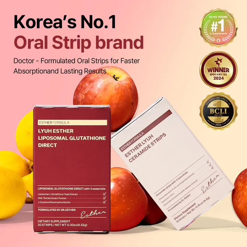 ESTHER FORMULA Glutathione & Ceramide Strips Set | Glow Defense Duo | (45 Strips | 30 + 15) Skin Repair Hyaluronic Acid