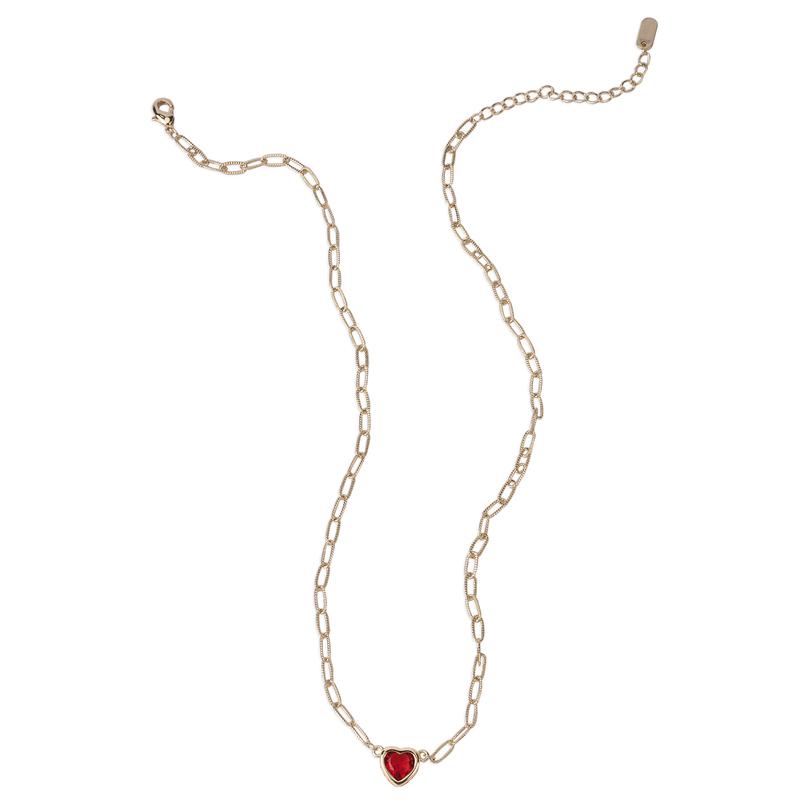 MEIITRUE 14K Gold Plated Heart Necklace for Women, Dainty Zirconia Paperclip Chain Necklace, Pefect Birthday Jewelry Gift for Girls