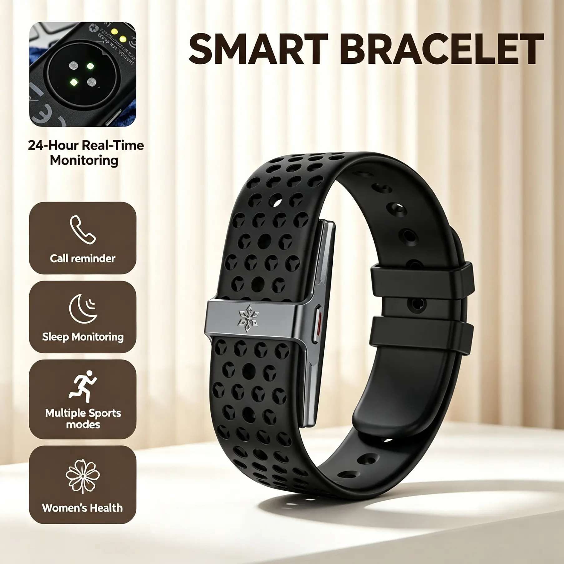 Screen-Free Fitness Tracker for Men and Women - IP68 Waterproof Wearable Band with 24/7 Heart Rate & SpO2 Monitoring, Sleep & Stress Tracking, 100+ Sports Modes, No Subscription Fees, Compatible with iOS & Android Smartphones | Ideal Gifts for Men & Women