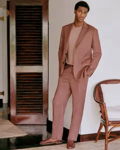 Express Classic Cognac Dusk Linen-Blend Suit Pant