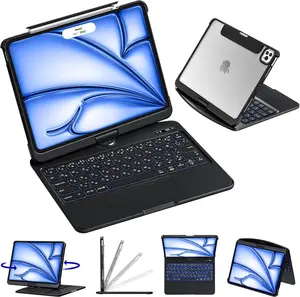 New upgraded Pure Black Series iPadCase Compatible with Apple iPad (8.3'/10.2'/10.9'/11'/12.9'/13 inch )ipad 7-11th(A16)/ipad air(2022-2026) / ipad pro (2018-2025) and ipad mini ,Enjoy flawless performance with the  Keyboard(not include iPad!!!) Magnetic