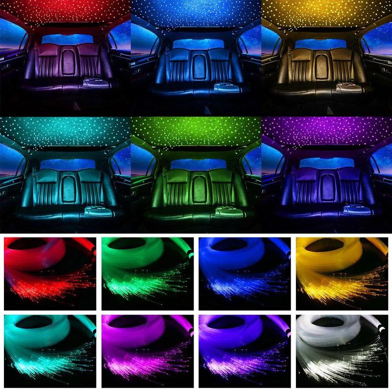 Music Sync Fiber Optic Star Lights 1000/500pcs 0.5mm Twinkle APP Control 16 Million Colors RGBW LED Chip Multiple Modes for Car Home Decoration