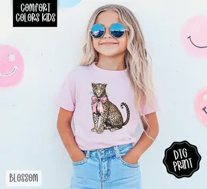 Coquette Leopard Comfort Colors Youth Tshirt