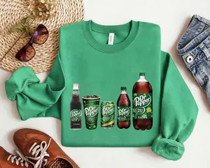 Irish Green St Patrick's Day Dr Pepper 23 Flavors Shamrock Collection Graphic Sweatshirt - High Quality Crewneck for Soda Fans