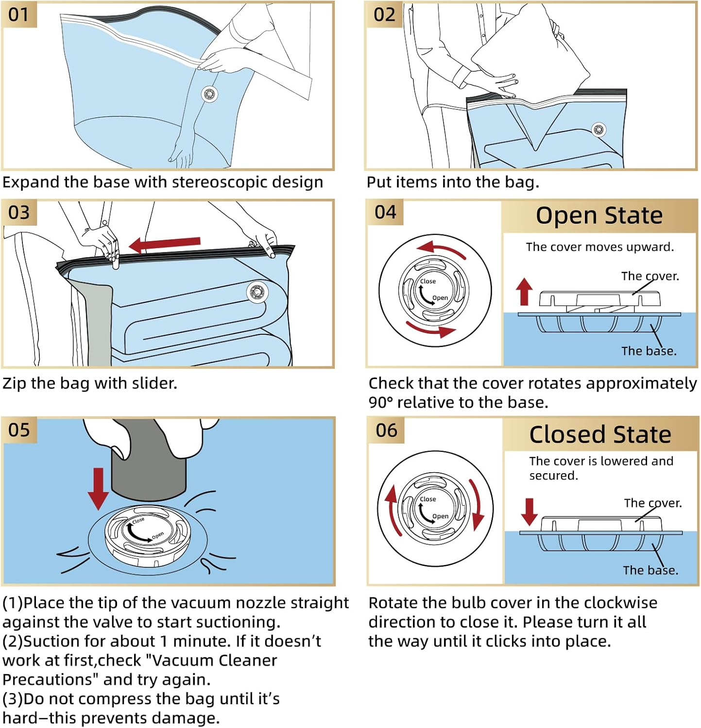 TAILI Extra Large Vacuum Storage Bag 4-6 Pack for Clothes Beddings, Space Saver, Space Saver Bag, Compression Bag , Vacuum Sealer Bag for Comforters Blankets Duvet, Closet Organizer