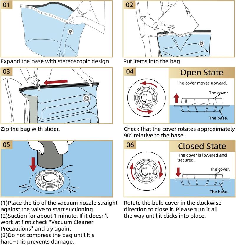 TAILI Extra Large Vacuum Storage Bag 4-6 Pack for Clothes Beddings, Space Saver, Space Saver Bag, Compression Bag , Vacuum Sealer Bag for Comforters Blankets Duvet, Closet Organizer