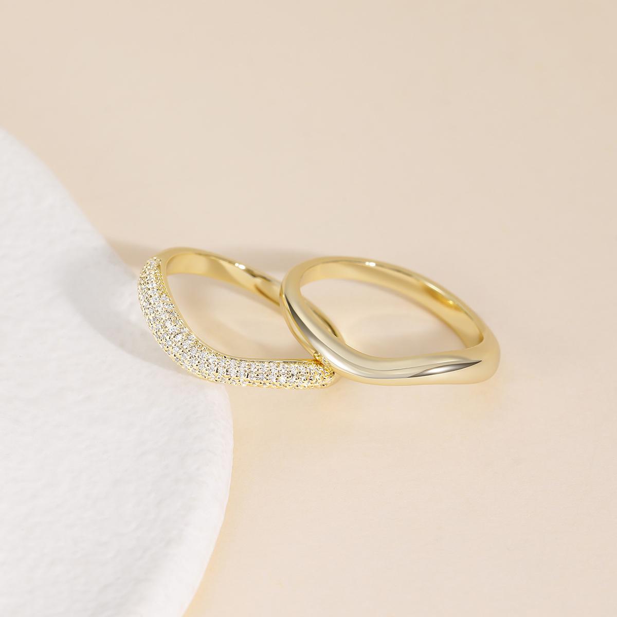 EAMTI × alexaa.romo Stackable Rings for Women 14K Gold Plated Stacking Cubic Zirconia Thumb Ring Set Trendy Statement Chunky Band Rings