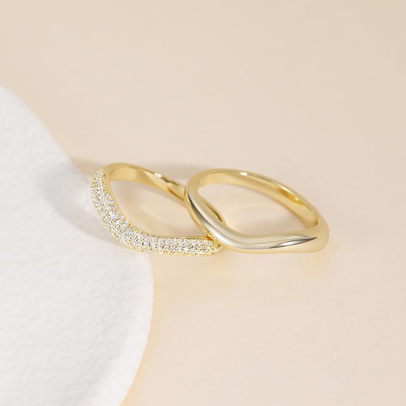 EAMTI × alexaa.romo Stackable Rings for Women 14K Gold Plated Stacking Cubic Zirconia Thumb Ring Set Trendy Statement Chunky Band Rings