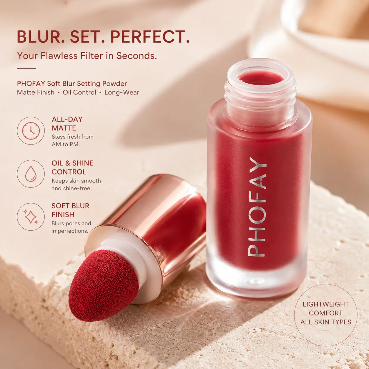 PHOFAY Liquid Blush with Sponge Tip, Highly Pigmented and Buildable Cheek Tint for a Flawless Glow, Waterproof and Lightweight for Daily Wear, Pigmented Blush, Glowing Makeup, Infinite Glow, 4.8G