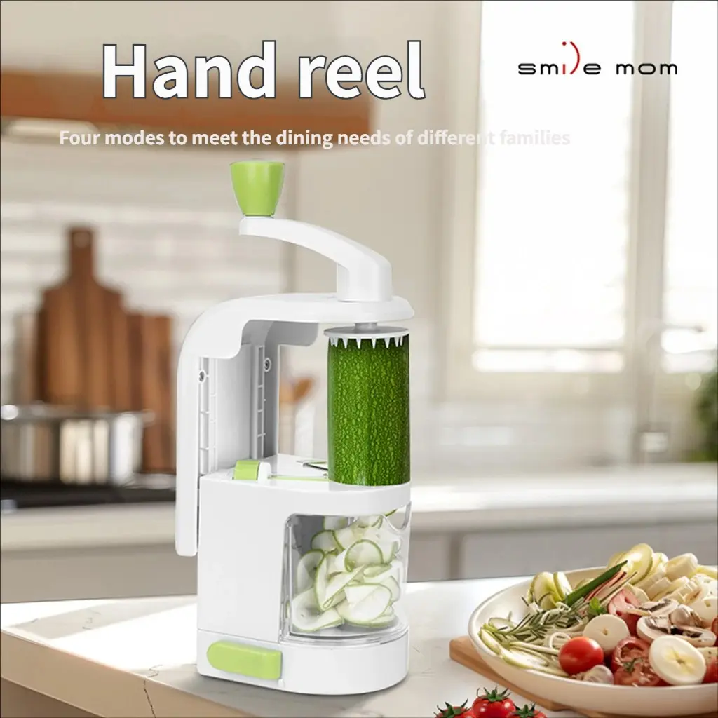 4-In-1 Spiral Vegetable Slicer, Rotating Blade Veggie Spiralizer, Zucchini Noodle Maker, Strong Vacuum Vegetable Cutter, Kitchen