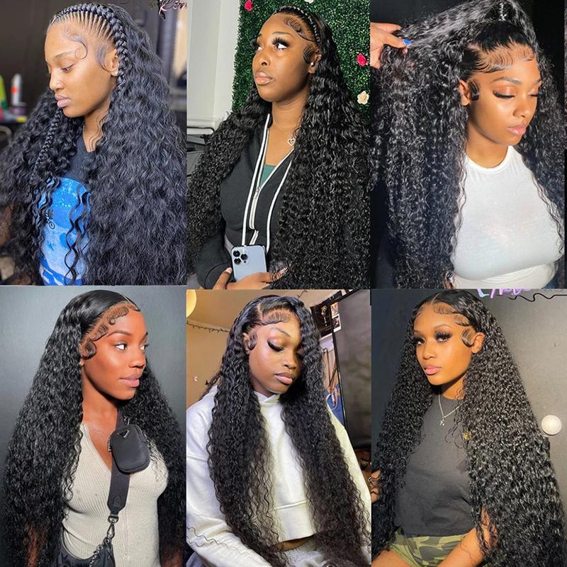 36 38 Inch Deep Wave 13x6 HD Lace Frontal Wig for Women Pre-plucked 180% Density Curly Natural Black Human Hair Wigs 13x4 Lace Frontal Curly Wig Melted Hairline