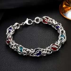 Italian Designer Chainmail Bracelet Festive Colorful Beaded Gothic Hip-Hop Style Daily & Holiday Outfit Accessory for Men and Women