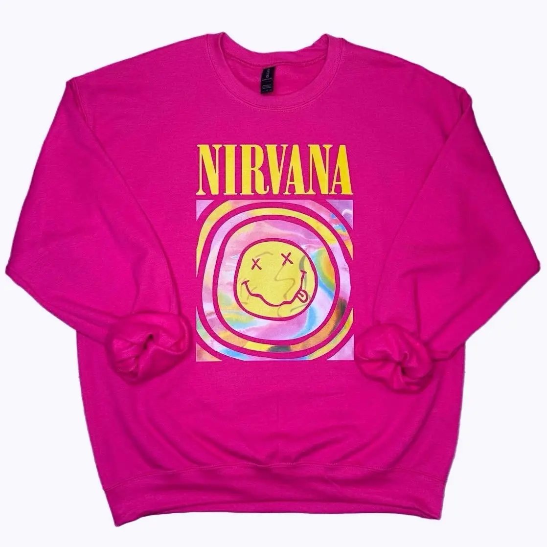 Nirvana Smiley Graphic Sweatshirt, Nirvana Comfort Color Tee, Nirvana Smiley Sweatshirt