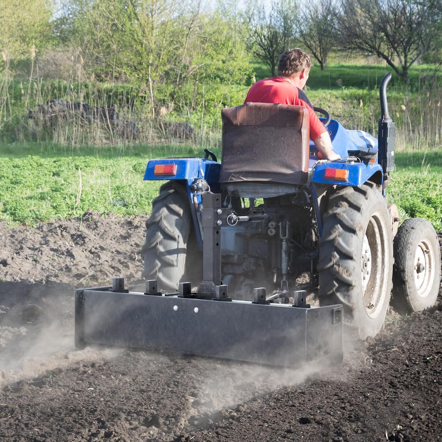 YITAMOTOR 55" Box Blade Tractor Attachment Category 1 Cat 0 Scarifier Shank Great for Leveling, Grading, Landscaping Tool Kit Lawn Garden Black