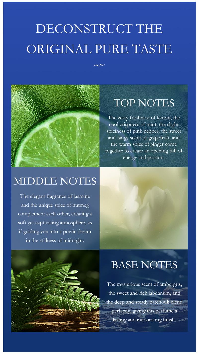 YCZ Midnight Marine Eau De Parfum 50ml - Long Lasting Floral Fruity Woody Notes for Men Captivating Scent 1.7 fl oz Charming & Aromatic Fragrance Edp Intense