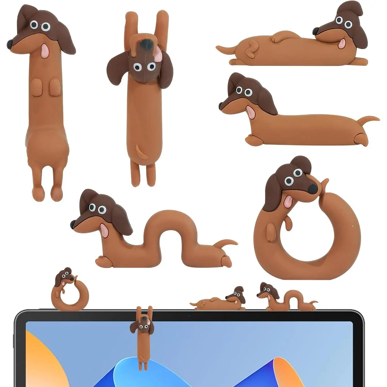 6 PCS Mini Dachshund Resin Figurines - Cute Sausage Dog Desk Accessories, Home Decor Gift for Computer Monitor, Car Dashboard & Office Aesthetic Workspace