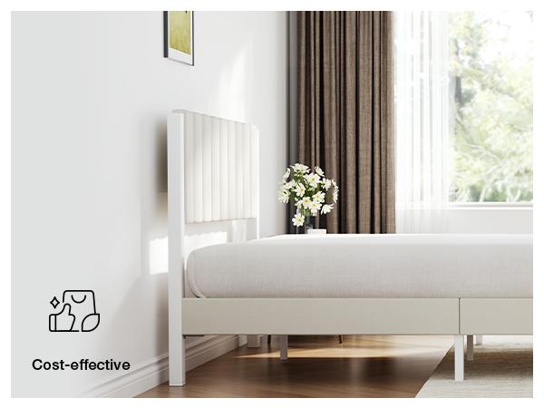 Novilla  Bed Frame Upholstered Platform Full/Queen/King Bed Frame with Adjustable Headboard, Strong Weight Capacity, No Box Spring Needed, Easy Assembly, Grey Modern Unique Bedroom Furniture,Holiday Haul