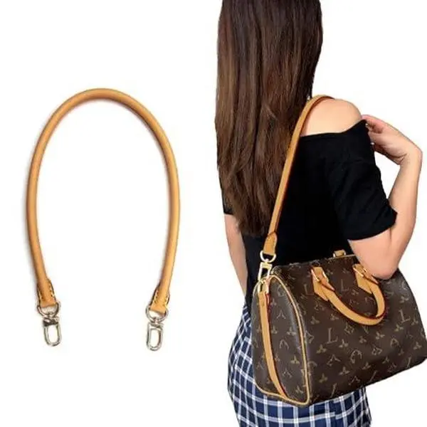 DIY bag strap, 27.5inches Vachetta Leather Shoulder Rolled Strap Replacement, Bags Strap for Soft Lucky Speedy 25 30 Handbags (Only selling bag straps)