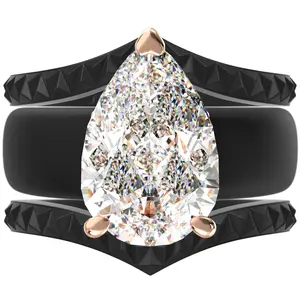 Women's Silicone Rings Stackable Set - 8×12 mm Pear Cut CZ  Set| Patent-Pending Design - GlowStone Collection