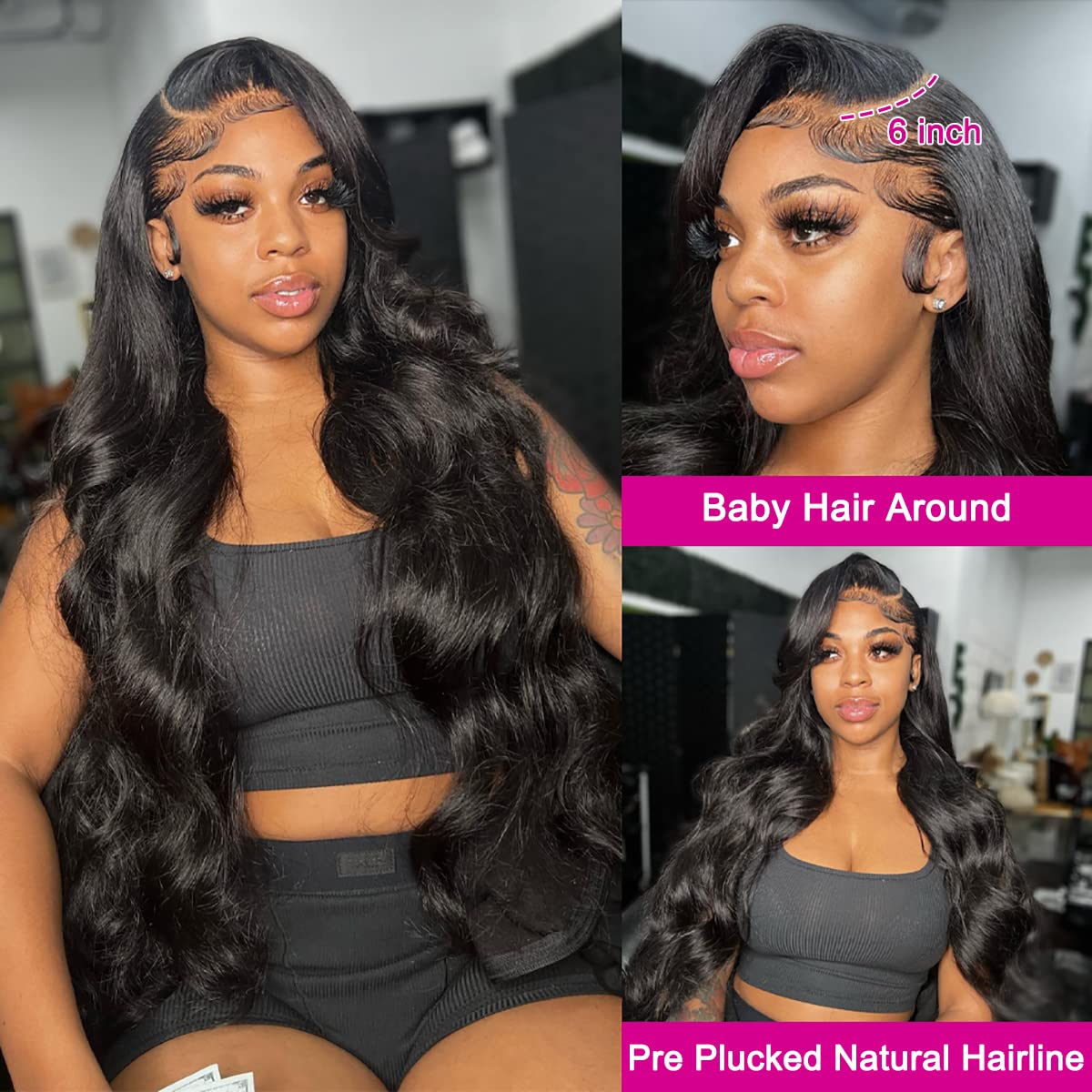 MYLOCKME Body Wave 34 36 Inch 13x6 13X4 HD Transparent Lace Front Wigs Human Hair Pre Plucked Brazilian Body Wave Lace Front Wigs 180 Density Human Hair Wig TikTokShopBlackFriday