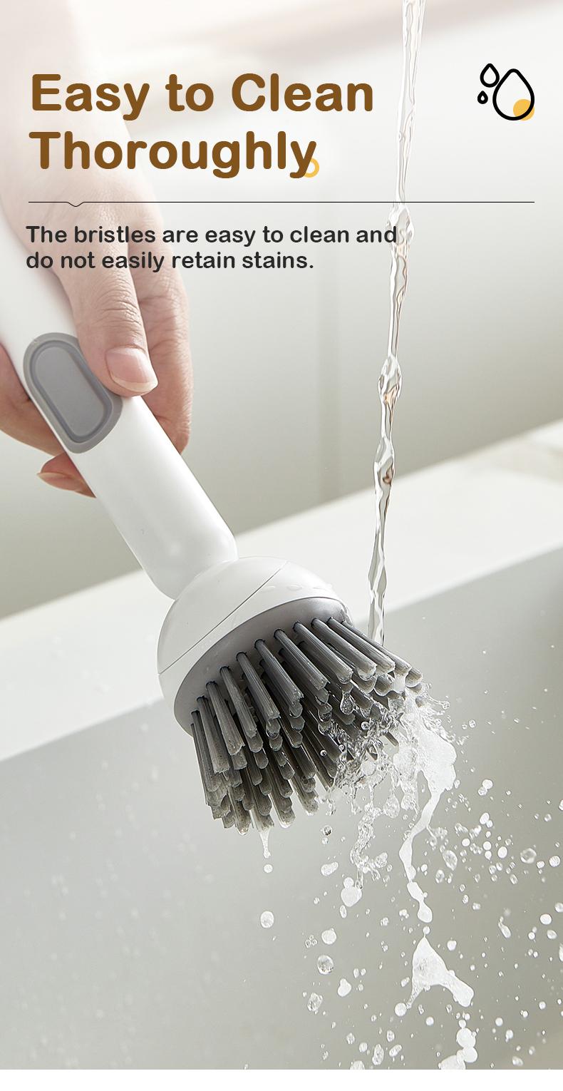 6-in-1 ABS Dish Brush with Leak-proof Soap Dispenser, Adjustable Angle, Rotatable Scrub Function, Wall Mount - Includes Scouring Pad, Soft Bristles Lift Stubborn Stains, Rinse & Drain Clean for Sink, Pots 6-in-1 ABS Dish Brush with Leak-proof Soap Dispenser, Adjustable Angle, Rotatable Scrub Function, Wall Mount - Includes Scouring Pad, Soft Bristles Lift Stubborn Stains, Rinse & Drain Clean for Sink, Pots