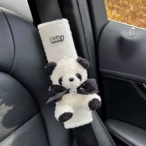 Car Seat Belt Shoulder Cover Cute Panda Children Neck Plush Protective Cover Interior Decoration Supplies GZISYAH